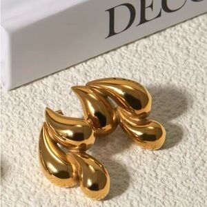 18K Gold Plated Stainless Steel Teardrop Statement Earrings